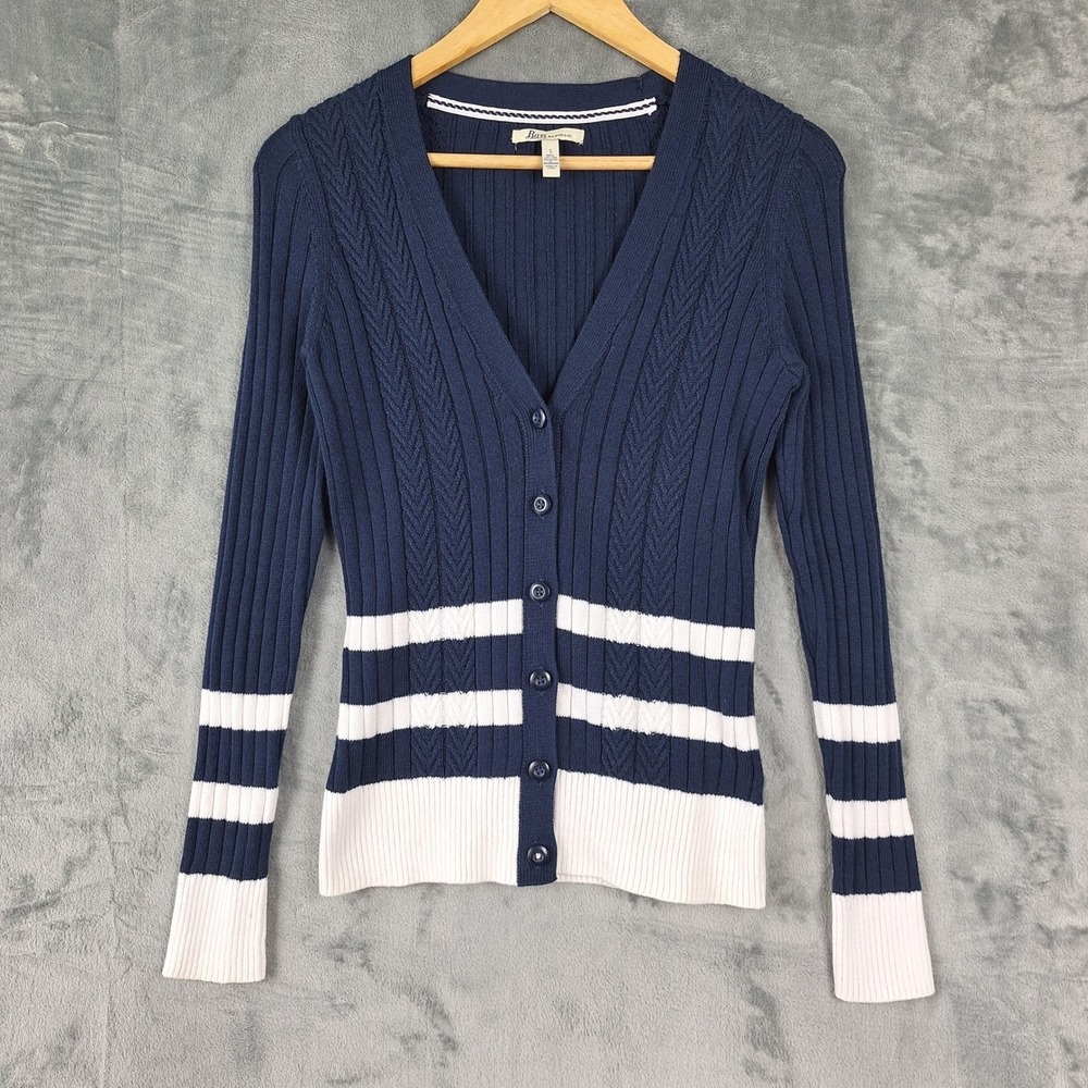 Womens Cardigan Small Blue Cable Knit Preppy Academia Sailor Nautical Fishermen
